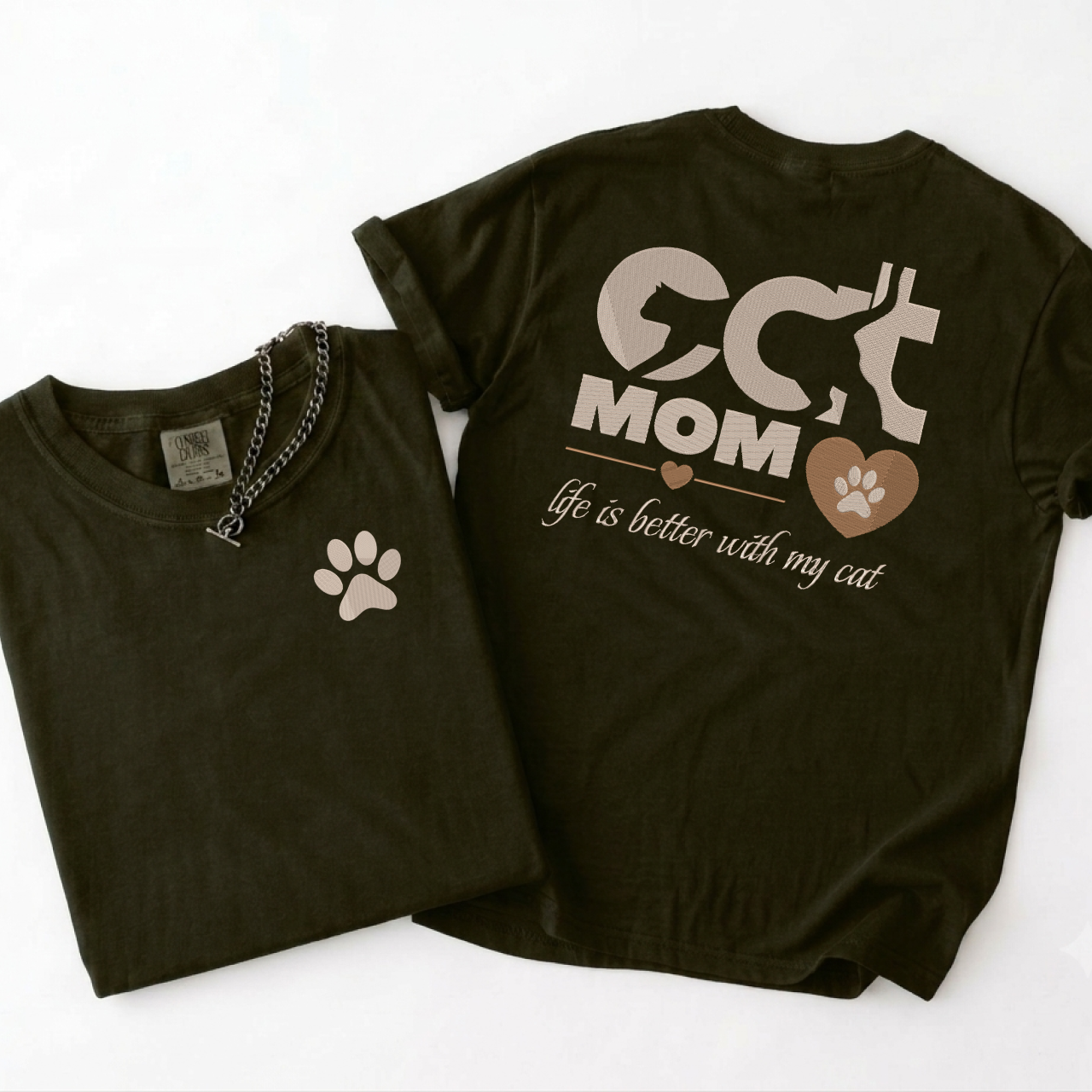 Embroidery Cat Mom T Shirt