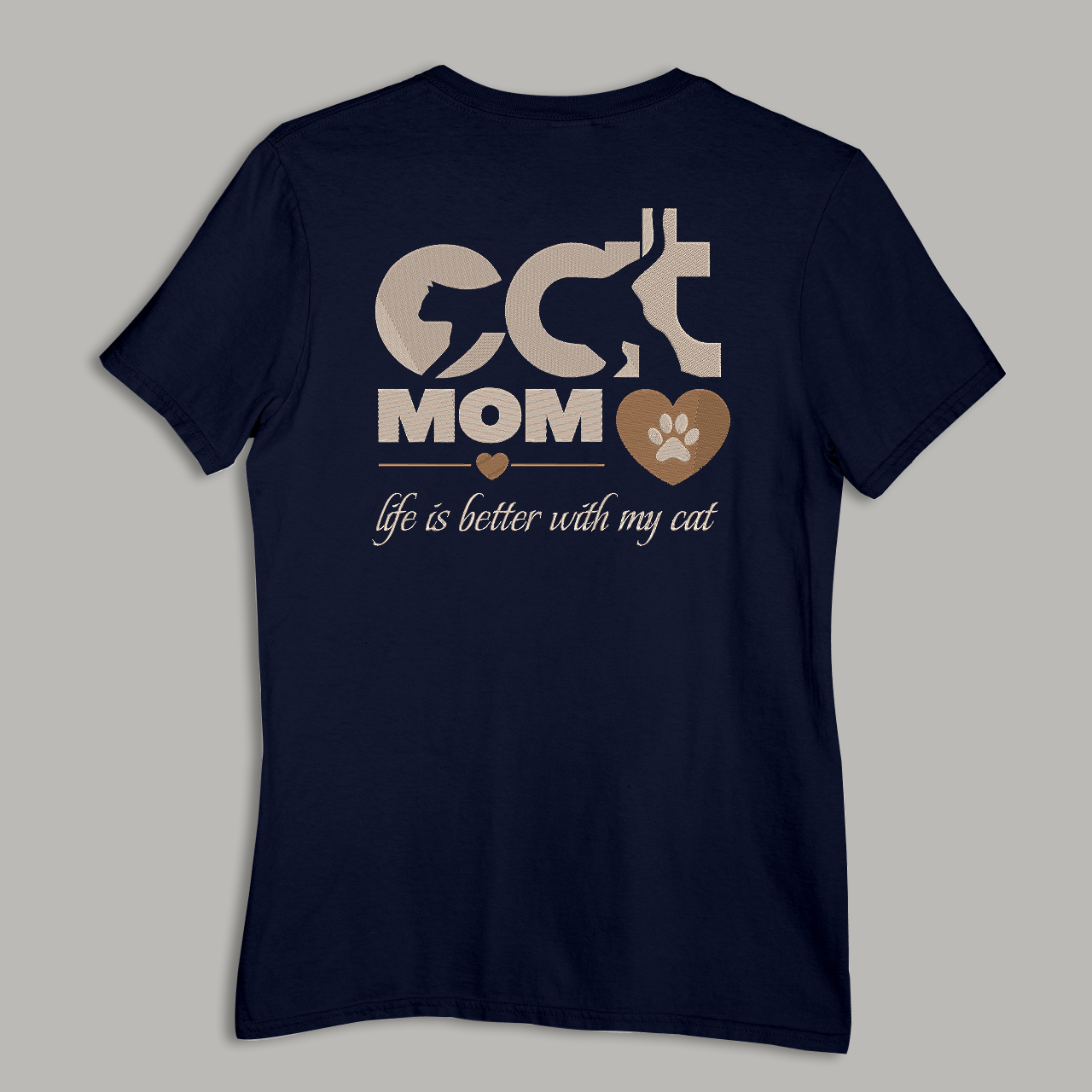 Embroidery Cat Mom T Shirt Secondary image