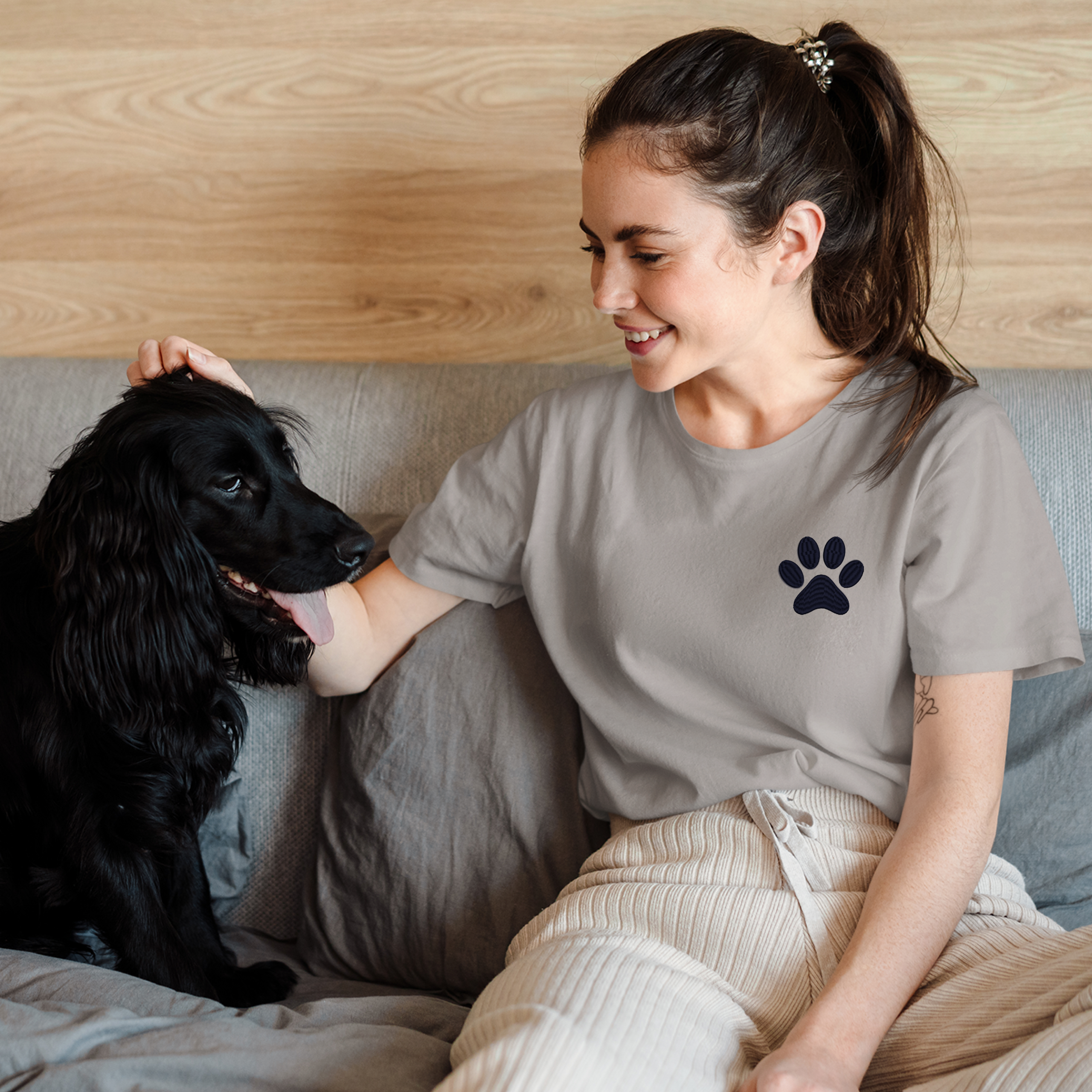 Embroidery Dog Mom T Shirt