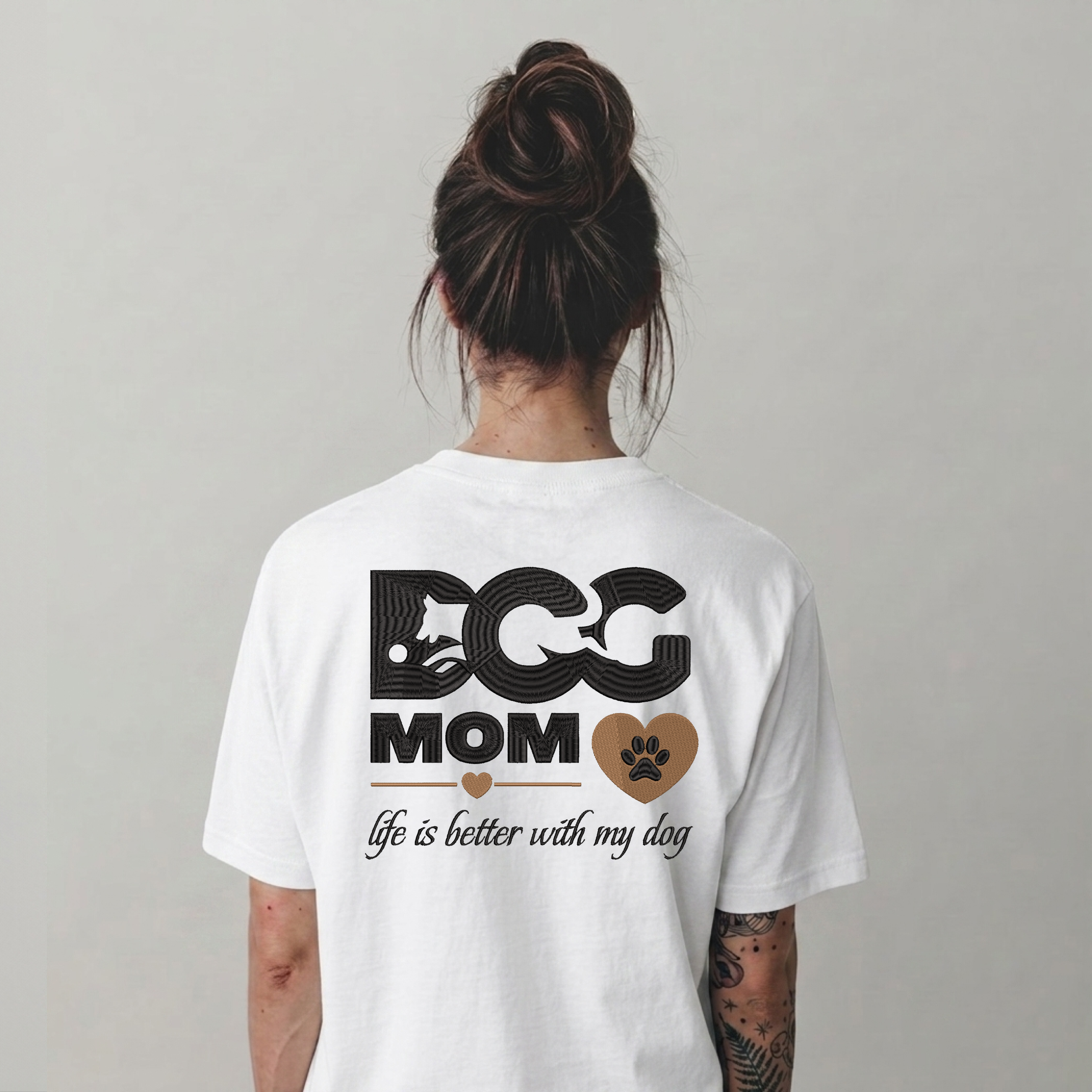 Embroidery Dog Mom T Shirt