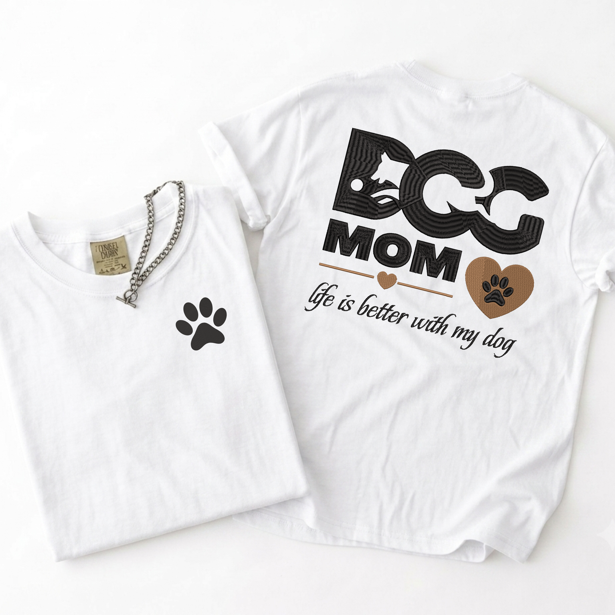 Embroidery Dog Mom T Shirt