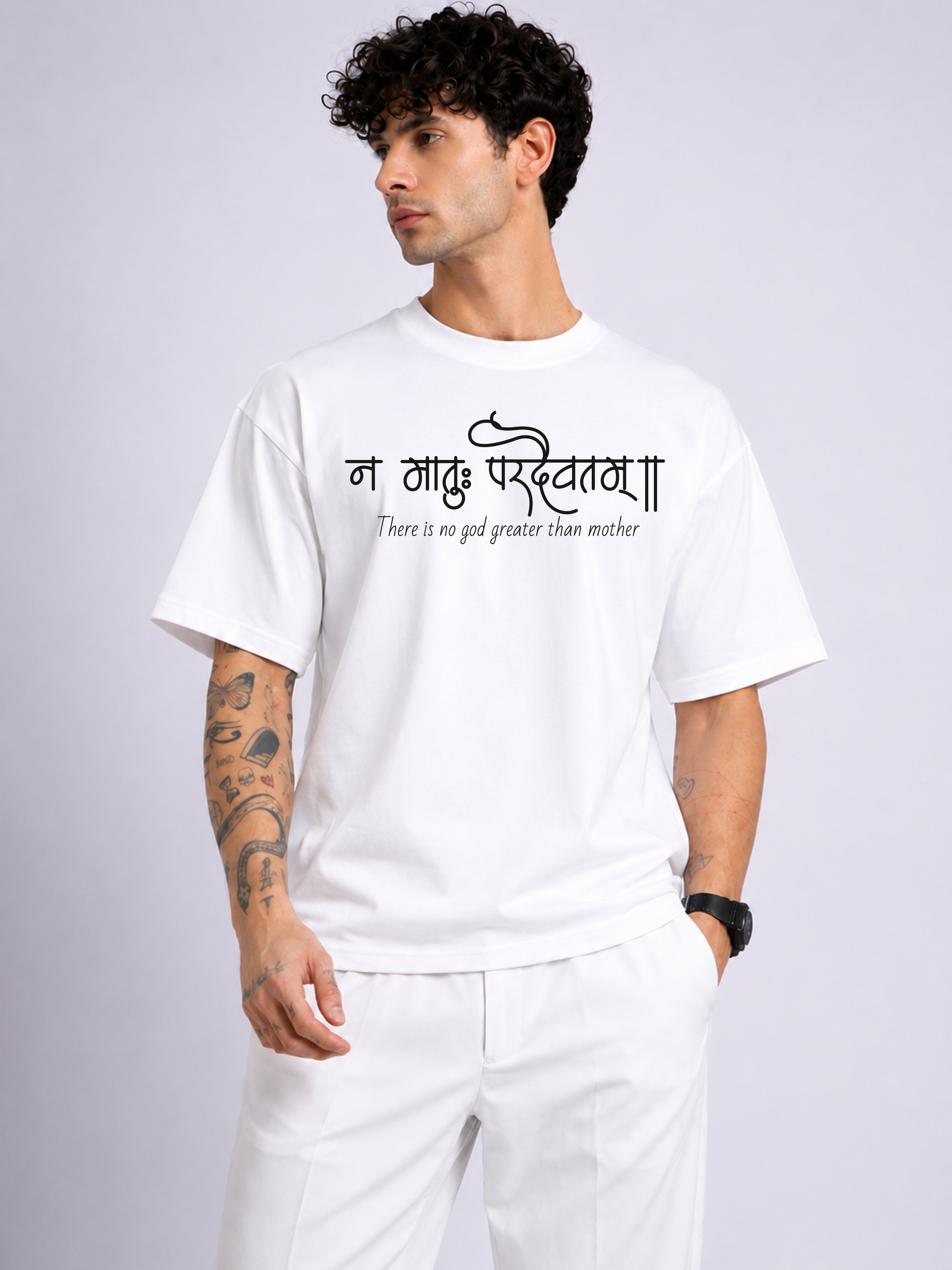 India Sanskrit Mother Quote Premium Oversized Unisex Tee